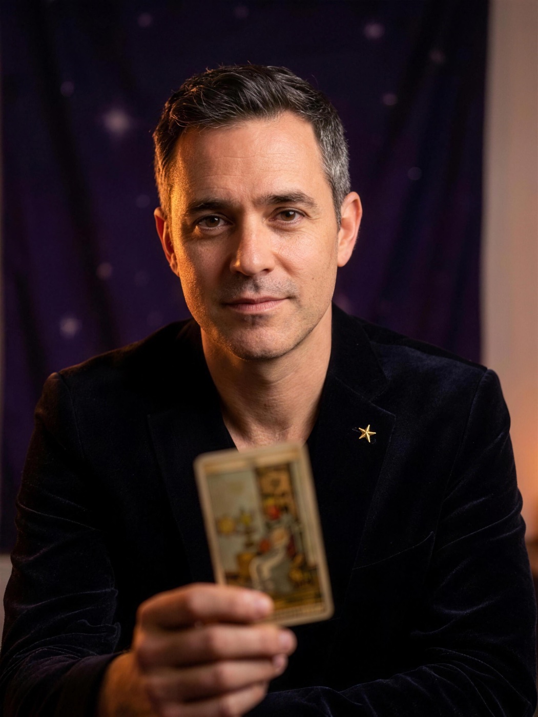 Orión, guía de Tarot con IA — retrato generado, no imita a nadie real